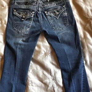 Miss Me Dark Blue Jeans with  rhinestones, Embellished Pockets